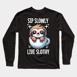 Sip Slowly, Live Slothy Long Sleeve T-Shirt